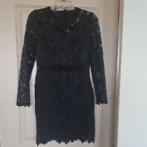 Chic Black Lace Long Sleeve Dress